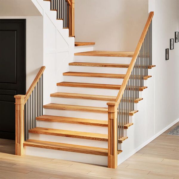 vidaXL Pelda&ntilde;os de escalera 12 uds madera maciza roble marr&oacute;n claro