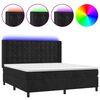 vidaXL Cama box spring colch&oacute;n y LED terciopelo negro 160x200 cm