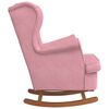 vidaXL Mecedora con respaldo alto de terciopelo rosa y madera maciza