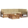 vidaXL Conjunto de sof&aacute;s de exterior con coj&iacute;n 5 pcs Natural y Beige