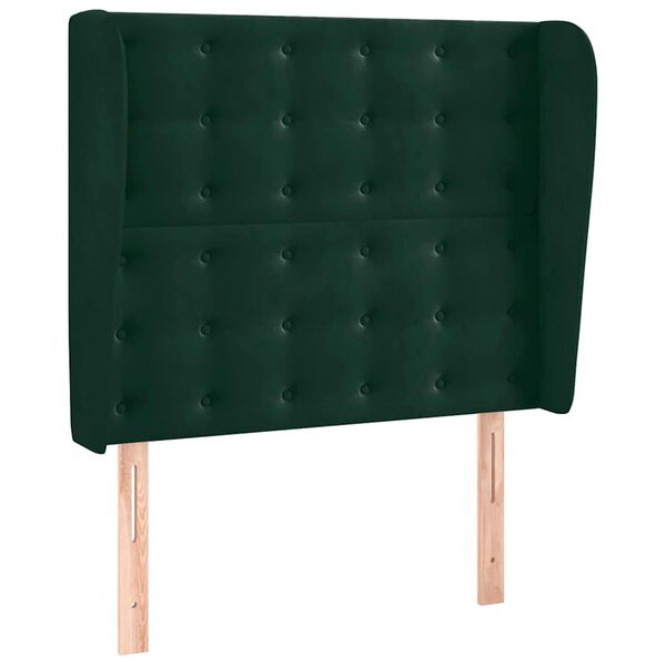 vidaXL Cabecero con orejas de terciopelo verde oscuro 83x23x118/128 cm