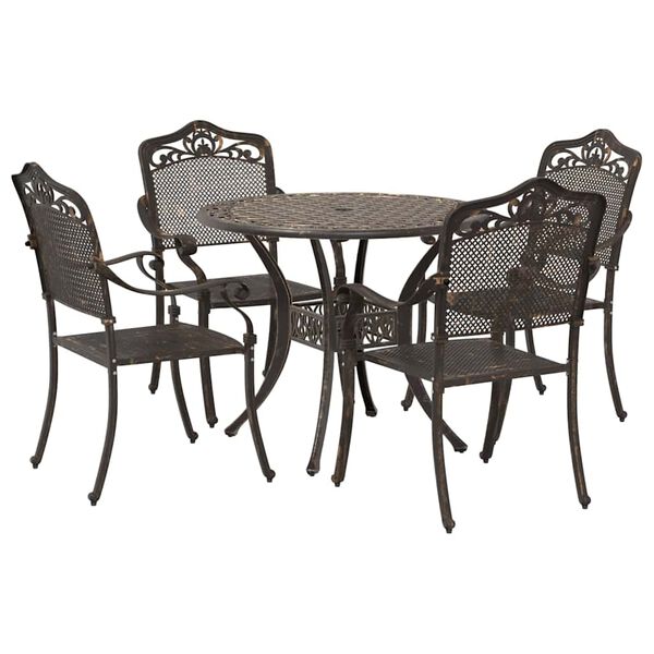 vidaXL Conjunto de Comedor de Jard&iacute;n 5 pcs Bronce Aluminio