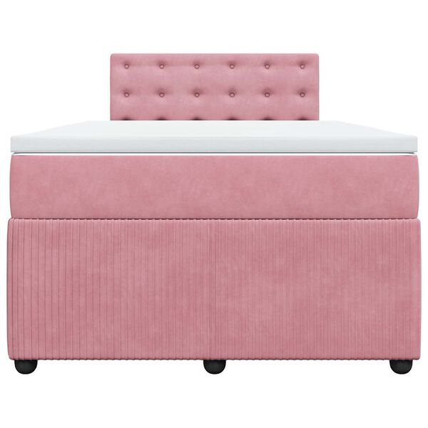 vidaXL Cama box spring con colch&oacute;n terciopelo rosa 120x190 cm