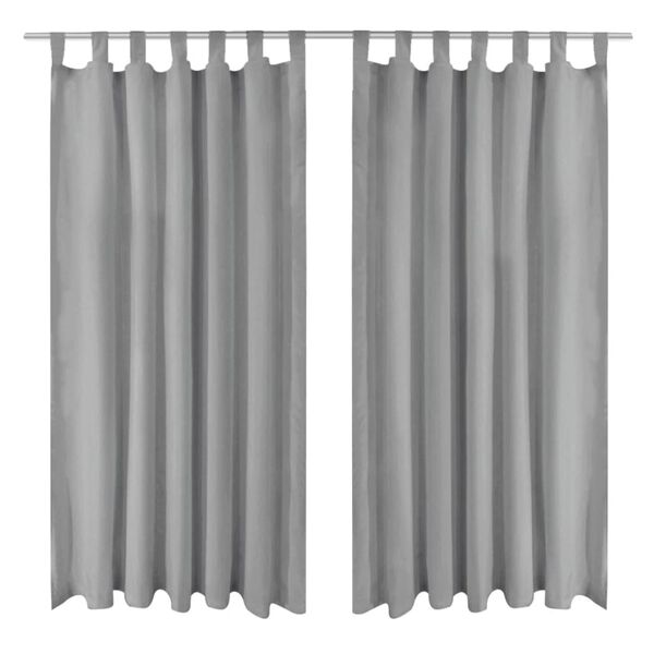 vidaXL Cortinas de micro-raso con bucles 2 unidades 140x225 cm gris