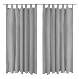 vidaXL Cortinas de micro-raso con bucles 2 unidades 140x225 cm gris
