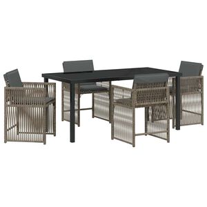 vidaXL Conjunto de Comedor de Jard&iacute;n 5 pcs Gris rat&aacute;n sint&eacute;tico