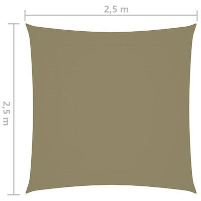 vidaXL Toldo de vela cuadrado tela Oxford beige 2,5x2,5 m