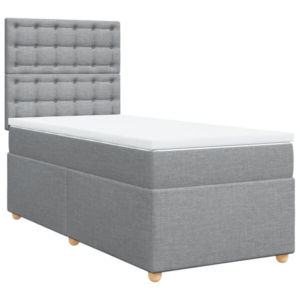 vidaXL Cama box spring con colch&oacute;n tela gris claro 90x200 cm