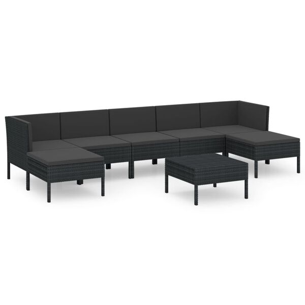 vidaXL Set de muebles de jardín 8 pzas y cojines ratán sintético negro