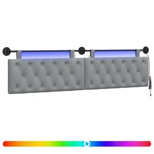 vidaXL Cabecero colgante Con luz LED Gris Claro Tela