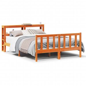 vidaXL Estructura cama con cabecero madera pino marr&oacute;n cera 135x190 cm