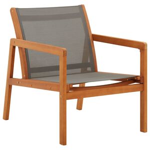 vidaXL Silla de jard&iacute;n madera maciza de eucalipto y textilene gris