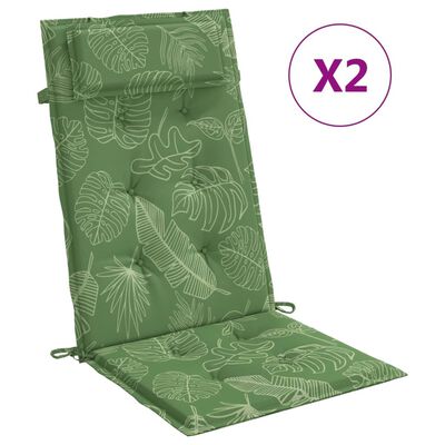 vidaXL Cojines silla respaldo alto 2 uds tela Oxford estampado hojas