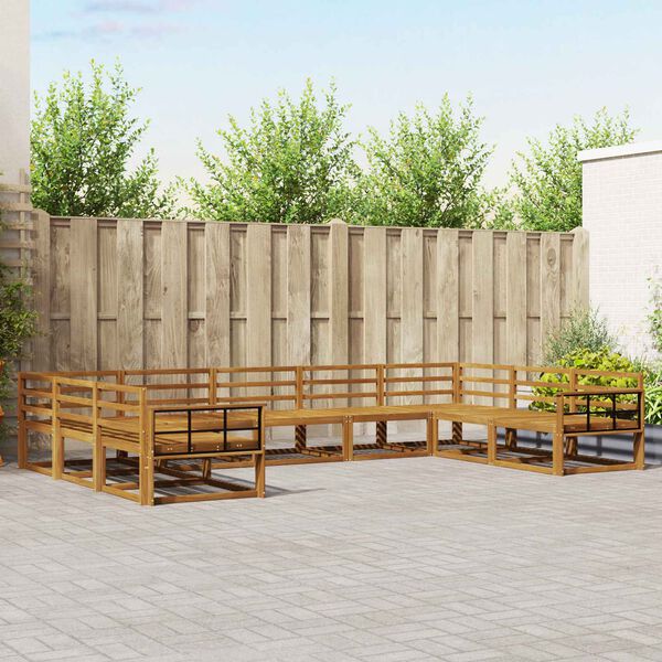 vidaXL Conjunto de sof&aacute;s de exterior 9 pcs Natural