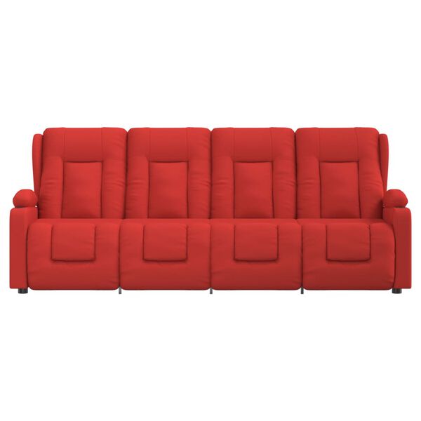vidaXL Sill&oacute;n de masaje reclinable 4 plazas con portavasos rojo tinto