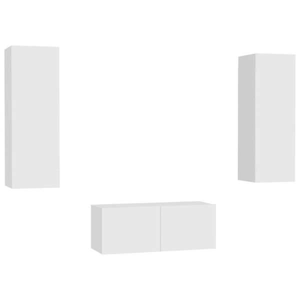 vidaXL Set de muebles de sal&oacute;n TV 3 piezas madera de ingenier&iacute;a blanco