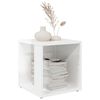 vidaXL Mesa auxiliar madera contrachapada blanco brillo 33x33x34,5 cm