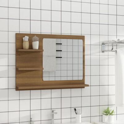 vidaXL Espejo de baño madera contrachapada marrón roble 60x10,5x45 cm
