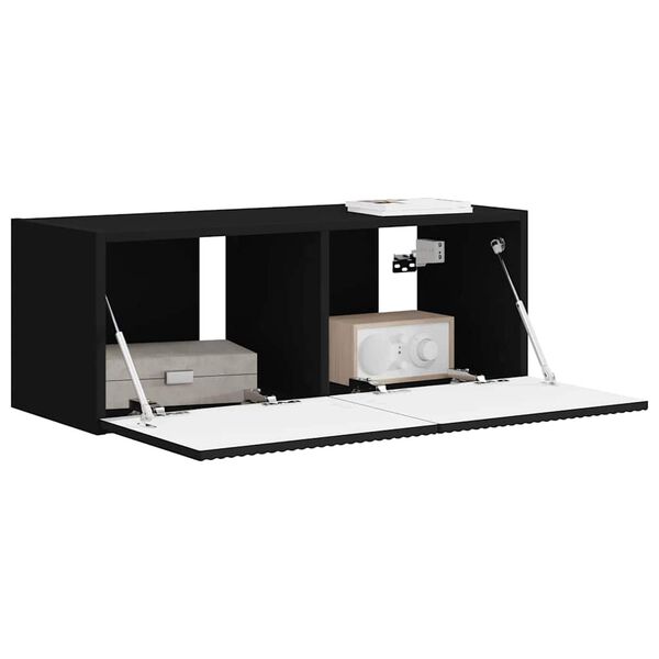 vidaXL Mueble de TV Montado en la Pared Negro 78,5 x 31 x 29,5 cm
