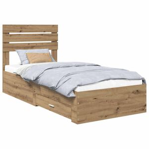 vidaXL Estructura de cama con caj&oacute;n con cabecera Madera contrachapada