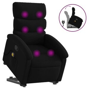 vidaXL Sill&oacute;n reclinable de masaje elevable tela negro