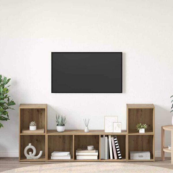vidaXL Conjunto de mueble de TV 3 pcs Marr&oacute;n Madera contrachapada