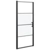 vidaXL Puerta de ducha vidrio semiesmerilado negro 91x195 cm