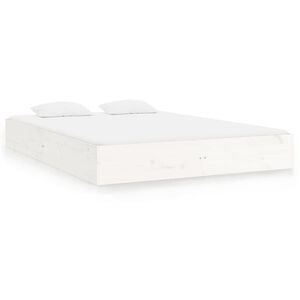 vidaXL Estructura de cama sin colch&oacute;n madera maciza blanco 200x200 cm