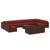 vidaXL Set muebles de jard&iacute;n 13 pzas y cojines rat&aacute;n sint&eacute;tico marr&oacute;n
