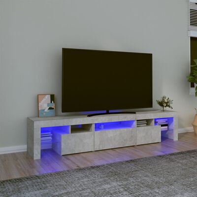 vidaXL Mueble de TV con luces LED gris hormigón 200x36,5x40 cm
