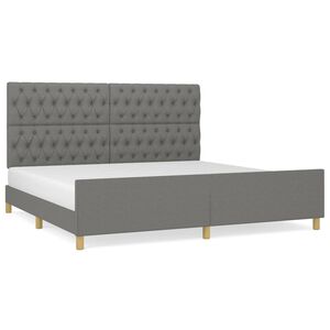 vidaXL Estructura de cama con cabecero tela gris oscuro 200x200 cm