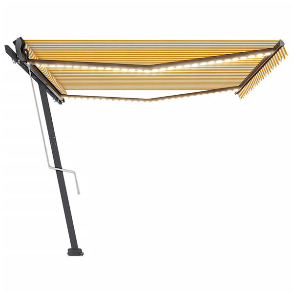 vidaXL Toldo autom&aacute;tico LED sensor de viento amarillo blanco 500x350cm