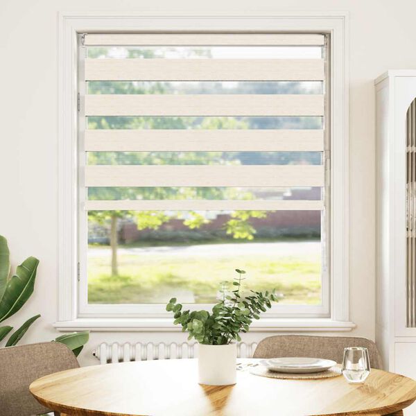 vidaXL Estor cebra beige m&aacute;rmol tejido ancho 90,9 cm poli&eacute;ster