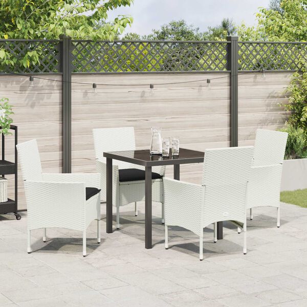 vidaXL Conjunto de Comedor de Jard&iacute;n con coj&iacute;n 5 pcs rat&aacute;n sint&eacute;tico