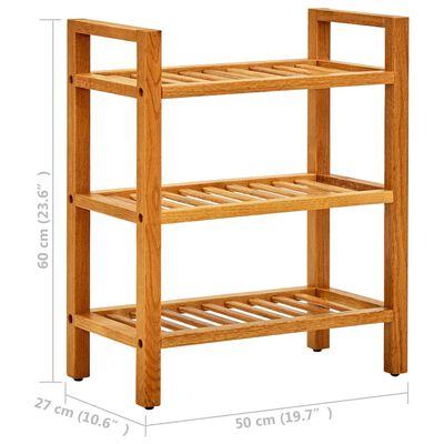 vidaXL Zapatero con 3 estantes madera maciza de roble 50x27x60 cm