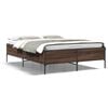 vidaXL Estructura cama madera ingenier&iacute;a metal marr&oacute;n roble 135x190 cm