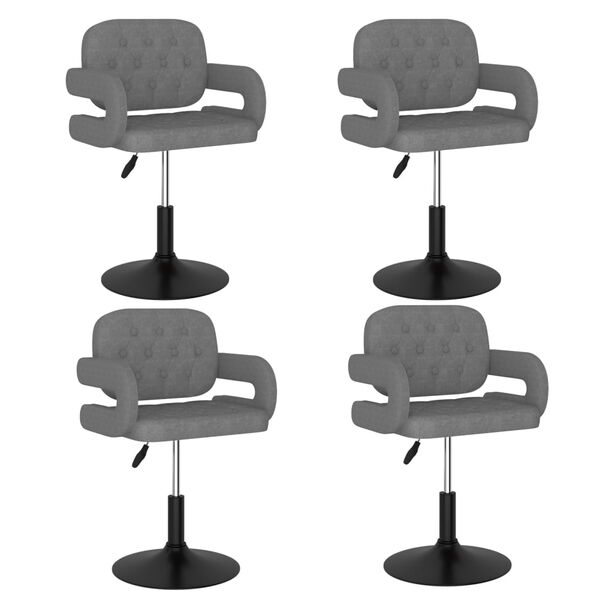 vidaXL Sillas de comedor giratorias 4 unidades tela gris claro