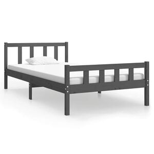 vidaXL Estructura de cama sin colch&oacute;n madera maciza gris 100x200 cm