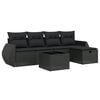 vidaXL Set de sof&aacute;s de jard&iacute;n 6 piezas y cojines rat&aacute;n sint&eacute;tico negro