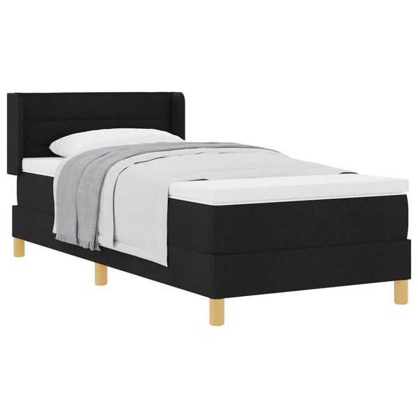 vidaXL Cama tipo Box Spring con colch&oacute;n Negro 190 x 90 cm Poli&eacute;ster