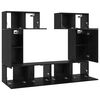 vidaXL Conjunto de mueble de TV 6 pcs Roble Negro Madera de ingenier&iacute;a