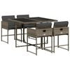 vidaXL Set comedor de jard&iacute;n 5 piezas con cojines rat&aacute;n sint&eacute;tico gris