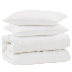 vidaXL Juego de Edred&oacute;n con almohada 3 uds. Blanco Microfibra