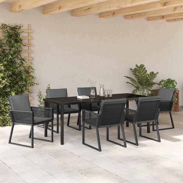 vidaXL Conjunto de Comedor de Jard&iacute;n 7 pcs Negro