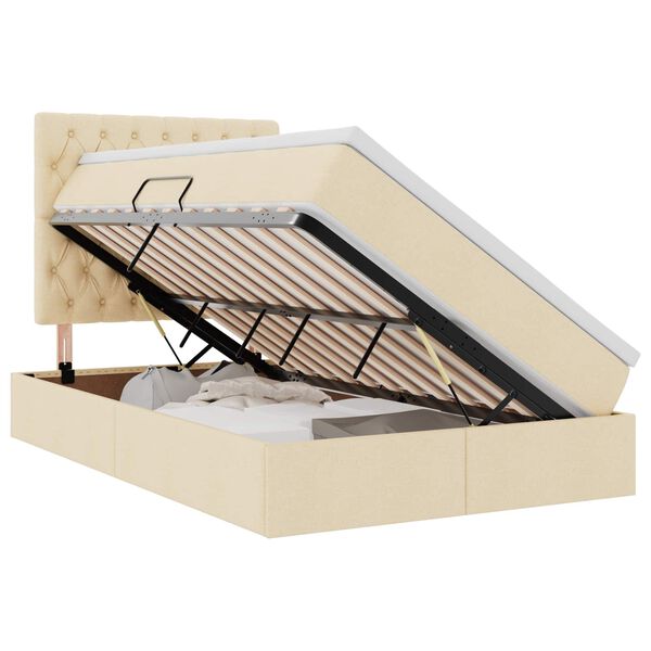 vidaXL Cama con almacenamiento Crema 120 x 200 cm Cuero sintético