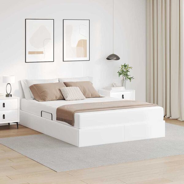 vidaXL Cama con almacenamiento y colchón 140 x 200 cm Cuero sintético