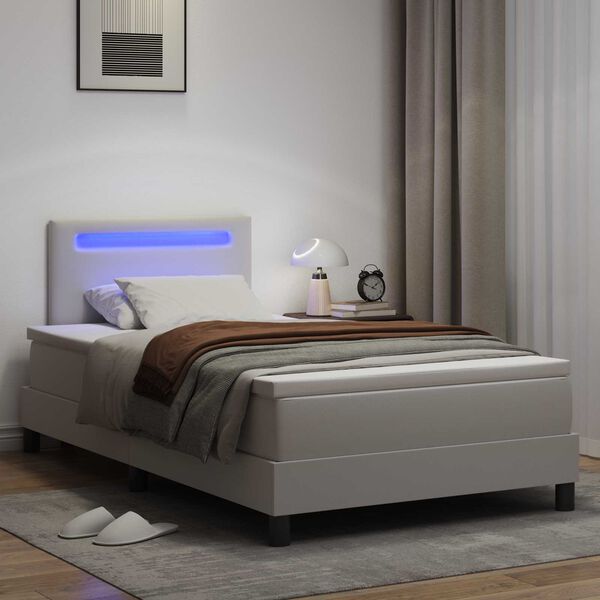 vidaXL Cama tipo Box Spring con colch&oacute;n 120 x 190 cm Cuero sint&eacute;tico