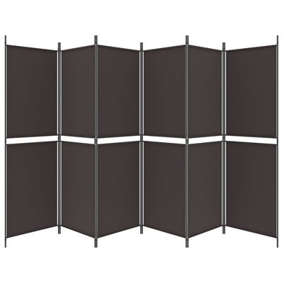 vidaXL Biombo divisor de 6 paneles de tela marrón 300x180 cm