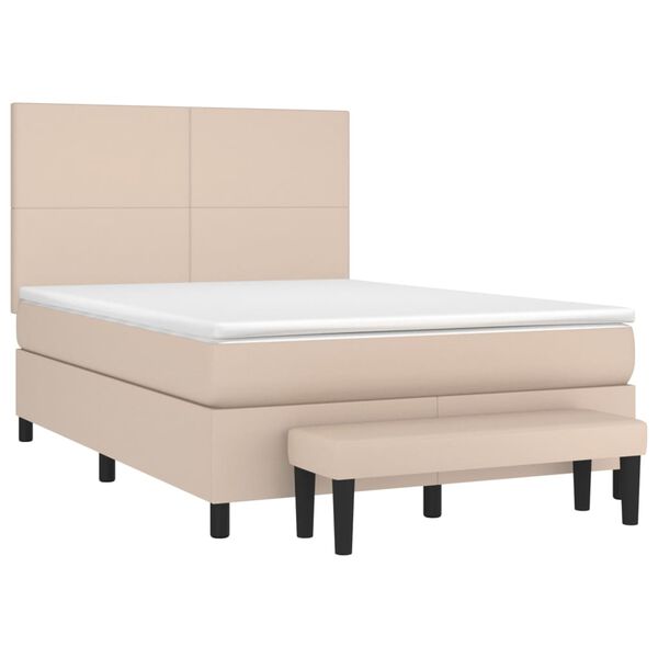 vidaXL Cama box spring con colch&oacute;n cuero sint&eacute;tico capuchino 140x200cm