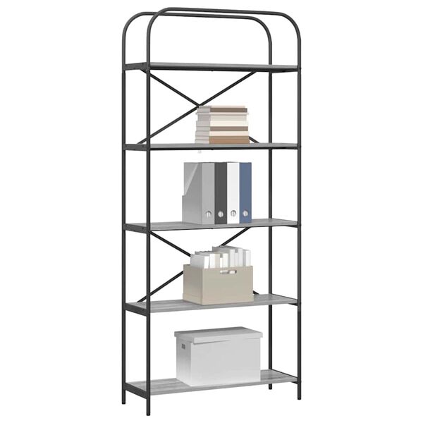 vidaXL Estante de libros Gris Sonoma 80 x 30 x 183 cm